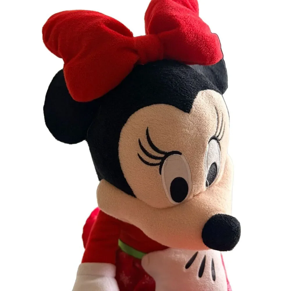 Disney Christmas 21” Minnie Mouse Red Snowflake Dress Red Bow Soft Plush LARGE